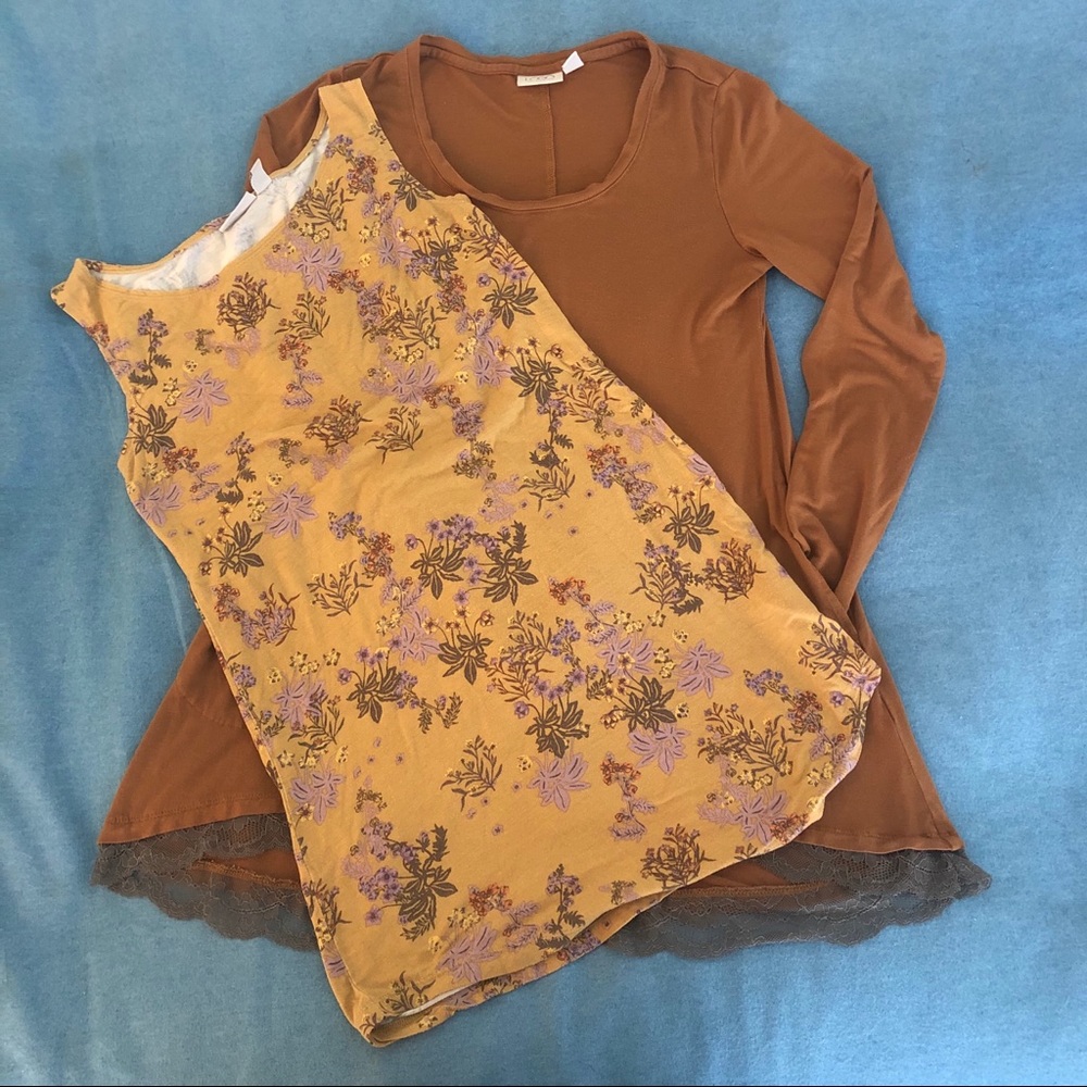 LOGO by Lori Goldstein Solid and Printed Twin Set